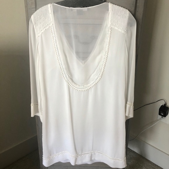 French Connection White Beaded Shift Dress - Picture 7 of 7